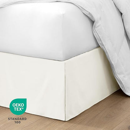 Bare Home King Bed Skirt - 15-Inch Tailored Drop Easy Fit - Bed Skirt for Beds - Center & Corner Pleats (King, Cream)