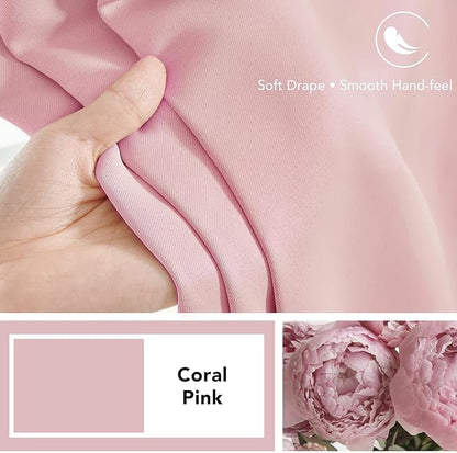 Deconovo Blackout Curtains, Thermal Insulated, W42 x L72 2 Panels, Back Tab, Machine Washable, Room-Darkening Drapes for Bedroom/Living Room Coral Pink
