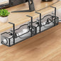 Under Desk Cable Management Tray, GZOKMOG Cord Management with Upgraded Clamp No Drill, Metal Cable Management Box for Home Office, Wire Management for Standing Desk, 2 Pack Black, 13.38 inch