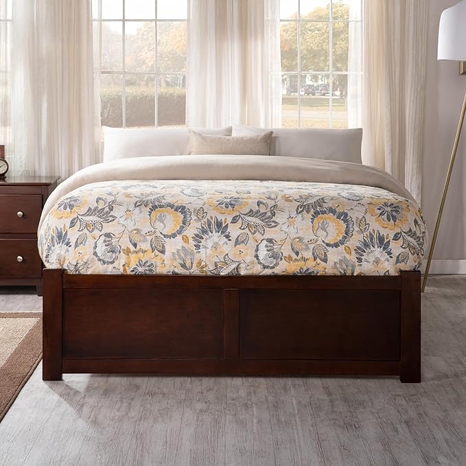 AFI Concord Queen Size Platform Bed with Footboard & Twin XL Trundle in Walnut