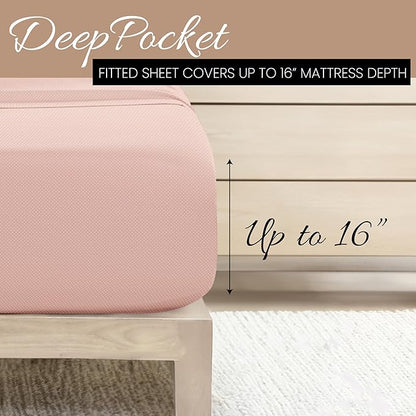 Linen Market Patterned Microfiber Queen Sheet Set 4 Piece – Oeko-TEX Certified Ultra Soft & Wrinkle-Free - 16" Deep Pocket Sheets - Easy Care Queen Size - My Heart Pink