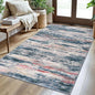 3x5 Modern Abstract Area Rug for Entryway, Teal Blue Peach Gray Multi Super Soft Washable Rug with Non-Slip, Low-Pile Door Mat Indoor for Living Room Bedroom, Living Carpet with Non-Shedding