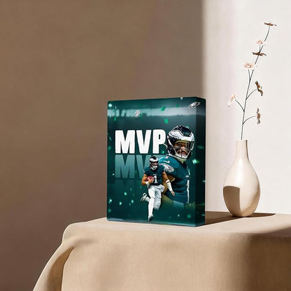 B.B.F MAKE 2025 Super Canvas Bowl Wall Art Champions MVP Hurts Canvas Wall Decor Eagles Poster Print Philadelphia Sports Star Picture Gift Modern Bedroom Living Room Home Decoration, Framed 8x10inch