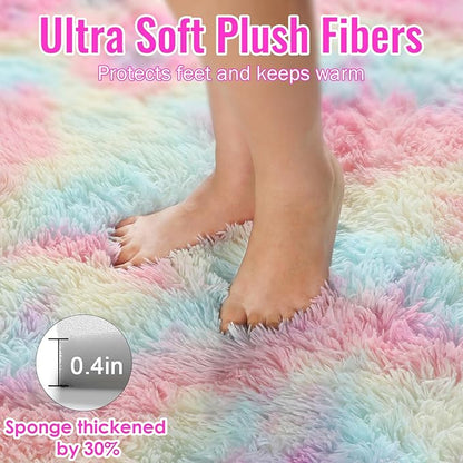 PAGISOFE 8x10 Rainbow Large Area Rug,Plush Rugs for Bedroom Girls,Shaggy Carpet for Kids Room,Fuzzy Nursery Rug for Baby's Toddler's Room,Clorful Room Decor for Teenage Pastel Princess Rug