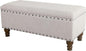 HomePop Large Storage Bench with Nailhead Trim -Gray Woven