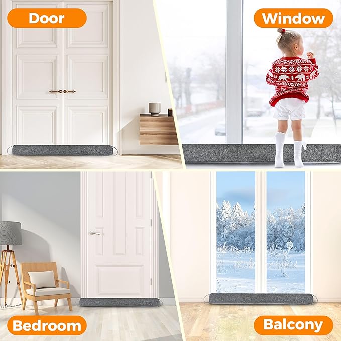 TORRAMI Under Door Draft Stoppers 30 Inch, Heavy Triangle Stop Draft Block Cold Air/Wind/Breeze Noise Blocker Door Sweeps Weather Stripping Bottom Seal Dark Gray