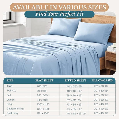 Casa Platino Full Size Sheets, Soft & Cozy Full Bed Sheet Set, Breathable, Pre-Washed, 4-Piece Set, French Blue