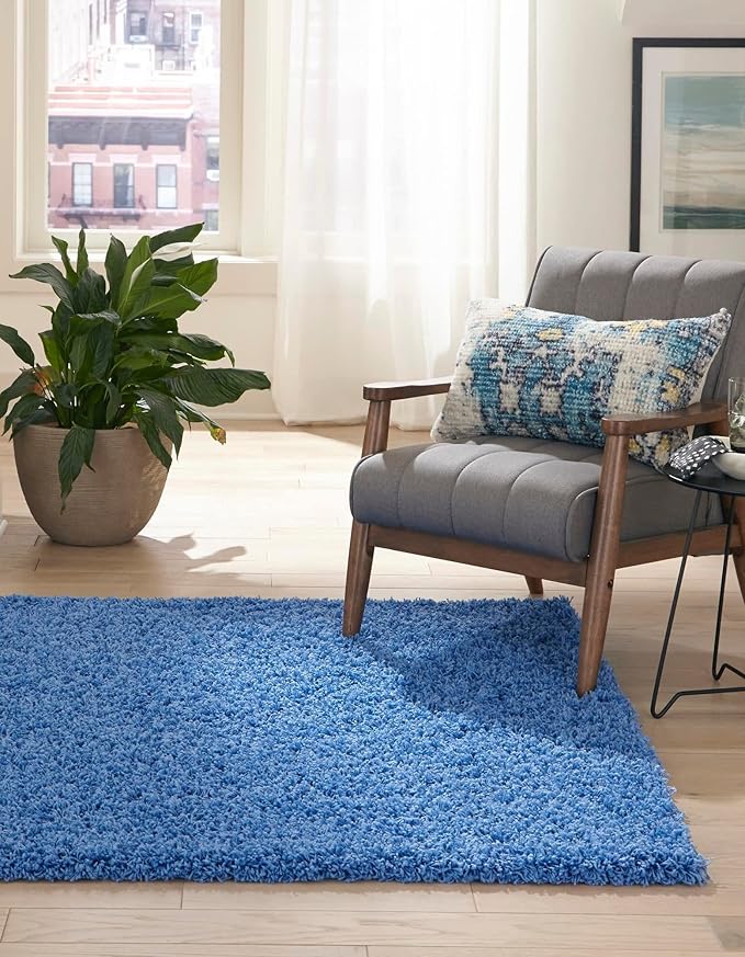 Unique Loom Solid Shag Collection Area Rug (9' x 12' 2" Rectangle, Periwinkle Blue)