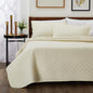 Cosy House Collection Luxury Rayon Derived from Bamboo 2-Piece Quilt Set - Ultra Soft Quilted Coverlet Bedspread - Classic Weave Stitch - Includes Quilt and 1 Pillow Sham (Twin/Twin XL, Cream)