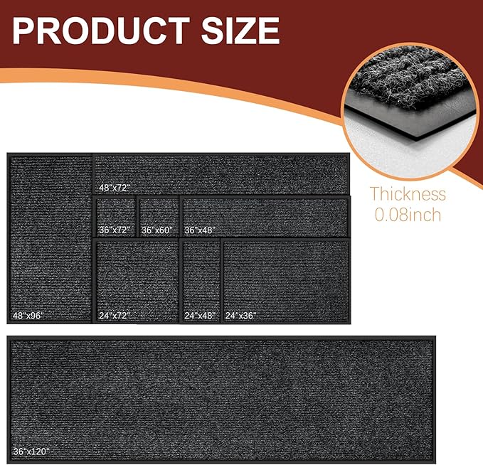 Vicwe Indoor Outdoor Door Mat, 4'x6' Heavy Duty Front Door Mat, Non-Slip Washable Doormats Entrance Mats, Dirt Resistant and Absorbent Doormat, Commercial Outdoor Entrance Floor Mat for Home Office