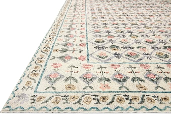 Loloi Rifle Paper Co. Eden Collection EDE-03 Lattice Ivory 2'-0" x 5'-0" Accent Rug feat. CloudPile™