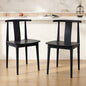 Wood Dining Room Chairs Set of 2, Mid Century Modern Kitchen Chairs Wishbone Chair with Curved Back Armless Accent Chair for Living Room Restaurant, Black