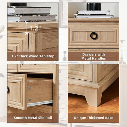 Farmhouse 5 Drawer Dresser for Bedroom, 33.2" Tall Small Dressers & Chest of Drawers, Rustic Wood Dresser with Metal Handle, Storage Organizer Closet for Living Room, Hallway, Entryway