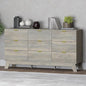 Fluted 9 Drawer Dresser, 57.1" Wide Modern Boho Chest of Drawers, Wooden Storage Dresser TV Stand for Bedroom, Living Room, Closet, Hallway, Curved Profile Design