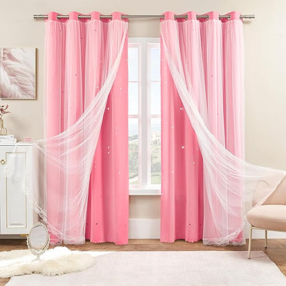 XiDi Curtains for Bedroom Decor Pink52/84/1