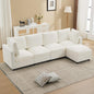 116'' 4-Seater Modular Sectional Cloud Sofa with Ottoman, Convertible L-Shaped Couch for Living Room, Modern Deep Seat Modular Sofa, Chenille Beige