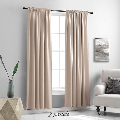 DONREN 2 Panels Blackout Curtain Panels for Bedroom - Room Darkening Thermal Insulated Drapes with Rod Pocket (Warm Tuape,60 by 84 Inch)