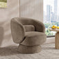 Swivel Accent Chair, Modern 360 Degree Swivel Barrel Chair with Arms & Curved Back and Lumbar Support Cushion, Comfy Round Single Boucle Sofa for Small Space, Living Room, Bedroom, Brown