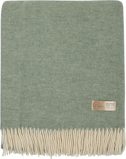 | Wool Blanket/Throw | 100% New Zealand Wool | Perfect for Home and Outdoors | Virgin Wool Throw with Fringes 55"x79"(140 x 200 cm)