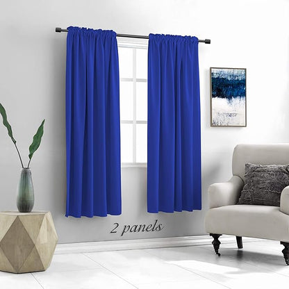 DONREN Cobalt Blue Blackout Draperies Curtains for Bedroom - Thermal Insulated Solid Rod Pocket Window Curtain Panels (52 x 63 Inches,2 Panels)