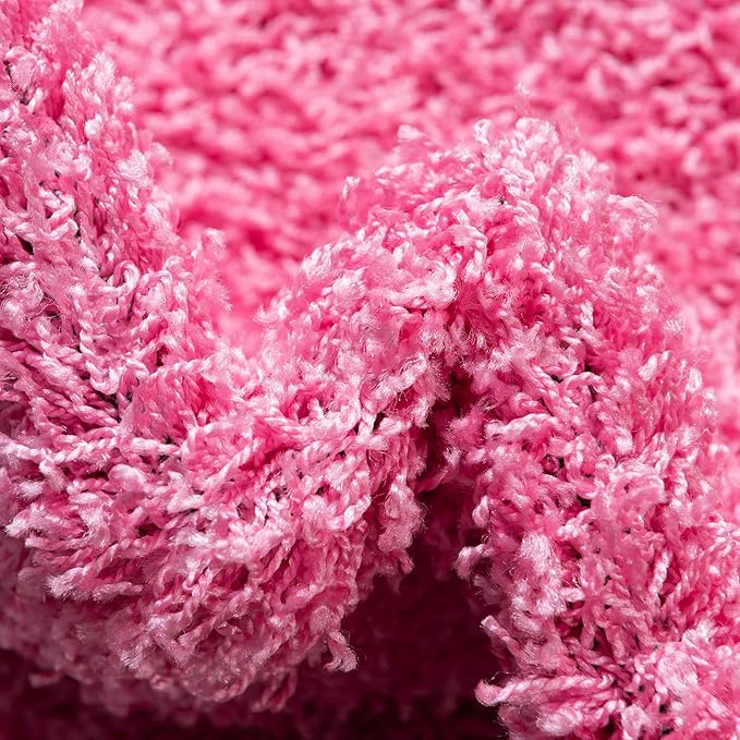 Unique Loom Solid Shag Collection Area Rug (7' 10" x 10' Oval, Taffy Pink)