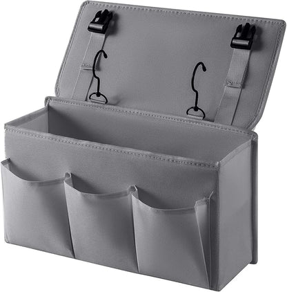 LASAMOLL Bedside Caddy Bedside Storage Organizer,Bed Caddy With Thickened Material Suitable for Homes, Dormitories, Hospitals, Cribs, RVs，Great for Magazines,Books,Remote, Phone (Grey)