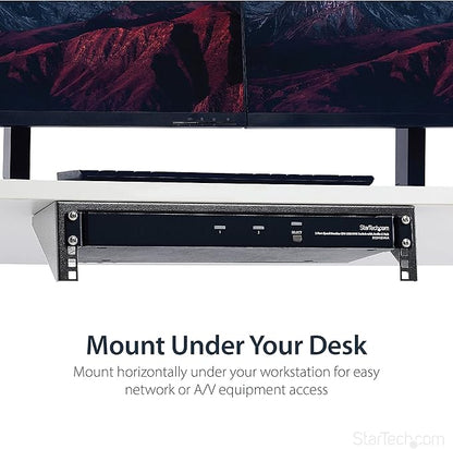 StarTech.com 2U Vertical Wall Mount Patch Panel Bracket - Steel Rack Mount Bracket w/Hardware for 19" Network, Server and Data Equipment , TAA (RK219WALLV)