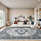 6x9 Vintage Washable Area Rug for Living Room,Low Pile Non Slip Carpet Non-Shedding Area Rug Soft Indoor Stain Resistant Rug Floral Print Mat for Bedroom Dining Room Blue Beige