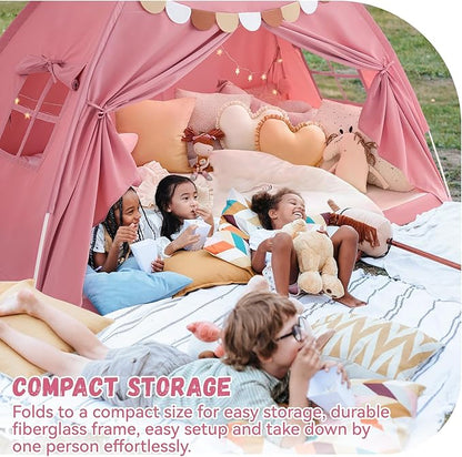 Bed Tent Twin, Bed Canopy for Kids Girls, Tents Toddler Portable Sleeping Tents Indoor, Pink Bunk Canopy Floor Playhouse for Twin Size Bed for Birthday Toy House Gift