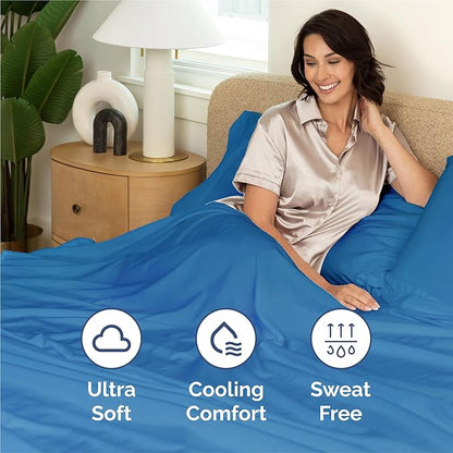 King 6 Piece Sheet Set - Cooling, Comfy & Breathable - Hotel Luxury Bedding, Includes Fitted Sheet for Women, Men, Kids & Teens - 1 Flat, 1 Fitted Sheet, 4 Pillowcases with Deep Pockets - Royal Blue