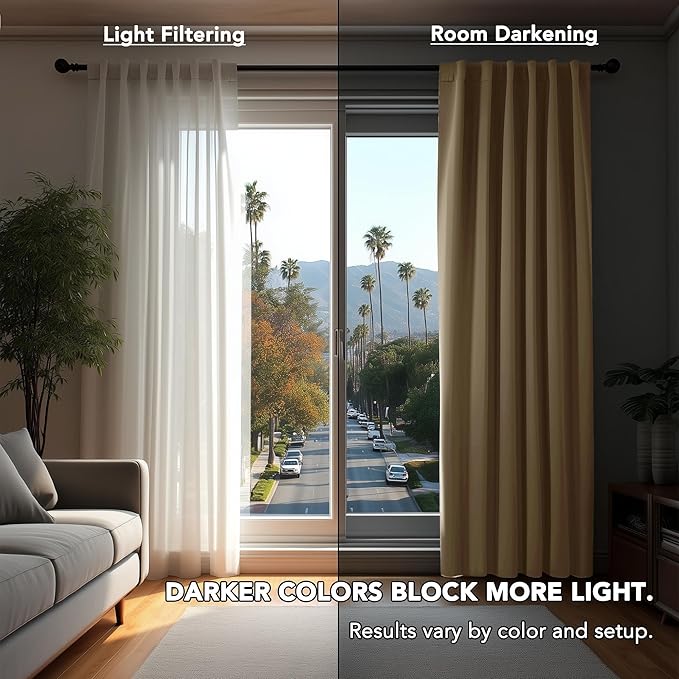 Deconovo Blackout Curtains, Thermal Insulated, W70 x L95 2 Panels, Back Tab, Machine Washable, Room-Darkening Drapes for Bedroom/Living Room Khaki