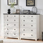 Farmhouse 6 Drawer Dresser for Bedroom Set of 2, 41" Tall Small Dressers & Chest of Drawers, Rustic Wood Dresser with Metal Handle, Storage Organizer Closet for Living Room, Hallway, Entryway
