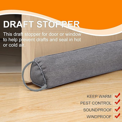 TORRAMI 36" Door Draft Stopper for Bottom of Doors, Seal Blocks Hot Air, Noise, Bugs, Keeps Cold AC in, Easy Install Gap Filler Draft Stoppers,Gray