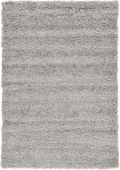 Unique Loom Solid Shag Collection Area Rug (4' 1" x 6' 1" Rectangle, Cloud Gray)