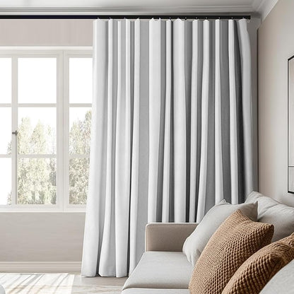 Room Divider Curtains Total Blackout Privacy Curtain Panel Room Thermal Insulated Noise Reduction Curtains for Bedroom Window Living Room Ceiling Track Curtain W 15 ft × H 9 ft White