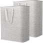 Lifewit 2 Pack Laundry Hamper Large Collapsible Laundry Baskets, Freestanding Waterproof Clothes Hamper with Easy Carry Handles in Laundry Room Bedroom Bathroom College Dorm for Adults, Grey, 2 x 125L