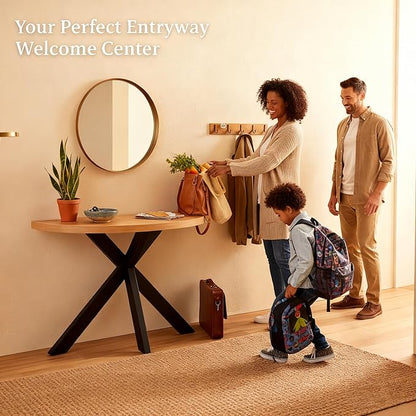 Half Moon Table for Small Spaces,45" Wood Entry Console Table with Adjustable Metal Legs,Hallway