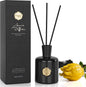 XEPTLE Reed Diffuser Set, 7.04 oz Oud & Bergamot Scent Diffuser with 5 Sticks, Long Lasting Air Freshener, Essential Oil Reed Diffuser for Home, Home Fragrance for Office, Bathroom Shelf Decor, Black