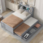 Platform Bed with Storage Headboard, USB, Twin Size Trundle and 3 Drawers, Twin Size, Gray