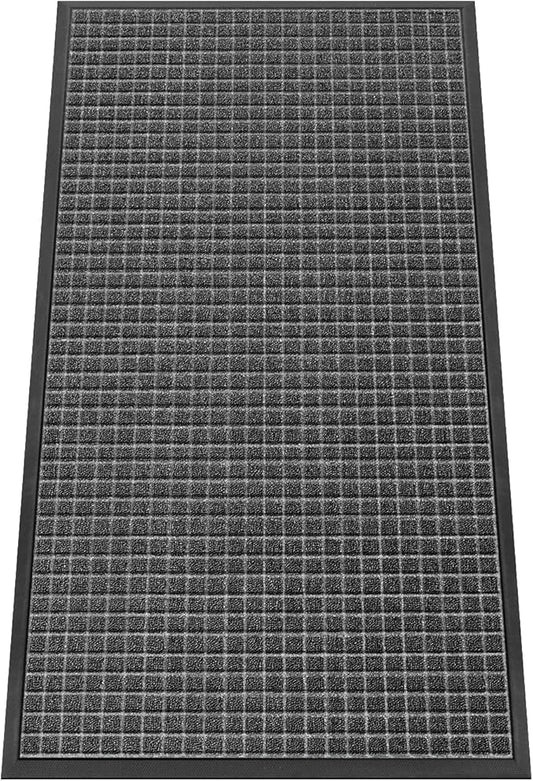 Kuyal Front Door Mat, 2'*4' Door Mat for Inside Outside Entrance,Waterproof Welcome Mats with Non-Slip Backing, Indoor Outdoor Entryway, Commercial Floor Mats, Durable & Easy to Clean, Dark Gray