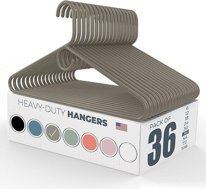 Neaties Heavy Duty Clothes Hangers 36 Pack – Made in The USA – 8lb Capacity Plastic Hangers for Adult Clothing – Durable for Pants, Coats, Jackets, or Jeans – Gray