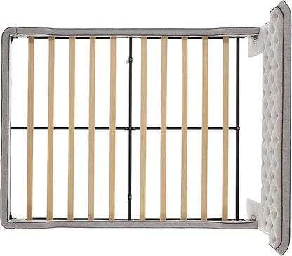 Christopher Knight Home Salus Linen Upholstered Queen Size Bed Frame with Headboard, Modern Queen Bed Frame and Headboard, Wooden Slats Support, Easy Assembly, No Box Spring Needed, Grey