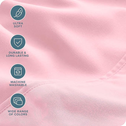 Bare Home Hotel Luxury Queen Sheet Set, Extra Soft - 6 Piece Set - Deep Pockets - Easy Fit - Cooling & Breathable - Wrinkle, Fade, Stain Resistant - Includes 4 Pillowcases (Queen, Light Pink)