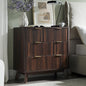 T4TREAM Fluted 3 Drawers Nightstand, Oversized Extra Large Modern Side Table, End Table Bedside for Bedroom, Living Room, Curved Profile Design, Dark Walnut