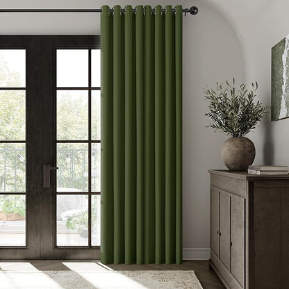 ChrisDowa 100% Blackout Olive Green Solid Curtains 84 Inches Long 2 Panels for Bedroom Living Room,Farmhouse Room Darkening Thermal Insulated Soundproof Grommet Top Window Treatment Drapes,52x84