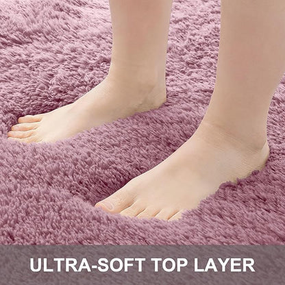 OLANLY 2x3 Machine Washable Small Bedside Rug, Soft Fluffy Shaggy Entryway Throw Rugs for Bedroom, Living Room, Indoor Floor Carpet for Kids Girls and Boys, Nursery Rooms, Home Decor Aesthetic, Blush