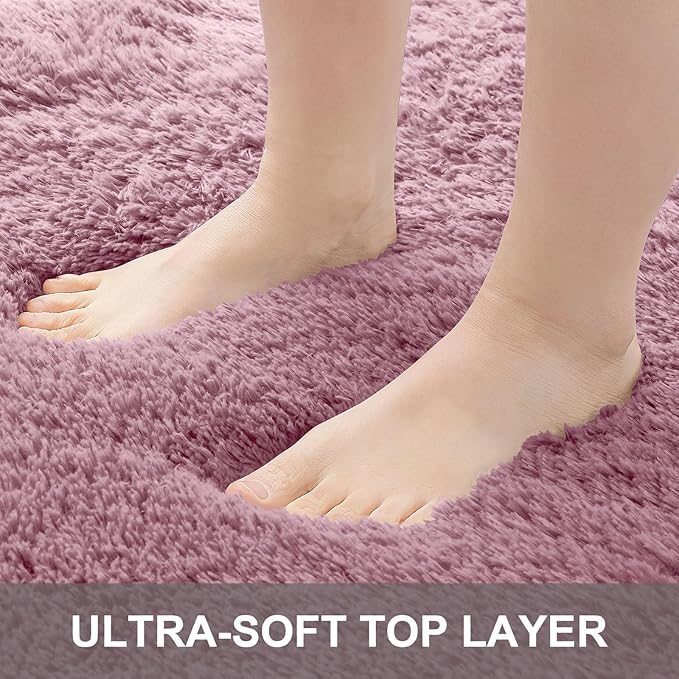 OLANLY 5x7 Machine Washable Large Area Rugs for Living Room, Bedroom, Soft Fluffy Shaggy Bedside Rug, Indoor Floor Carpet for Kids Girls and Boys, Dorms, Nursery, Home Decor Aesthetic, Blush