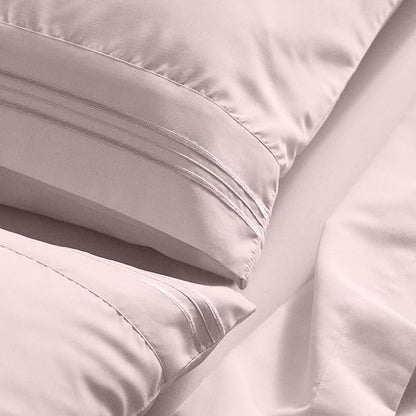 Mellanni King Sheet Set - 6-Piece Iconic Collection Bedding, (Including 4 Pillowcases), 21-Inch Extra Deep Pocket, Easy Care, Ultra Soft, Cooling Sheets, Brushed Microfiber - Blush Pink