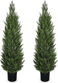 Briful 4ft Cedar Topiary Trees Artificial Outdoor Set of 2, Realistic Faux Cedar Pines with Pots, UV Resistant Christmas Greenery for Holiday Decor, Indoor Farmhouse Entryway Patio Door Plants