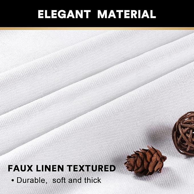 PrinceDeco Blackout Curtains 108 Inches Long 2 Panels Linen Blackout Curtains 100% Black Out Textured Thermal Insulated with White Liner Anti Rust Grommet Top,W52 x L108, Pure White